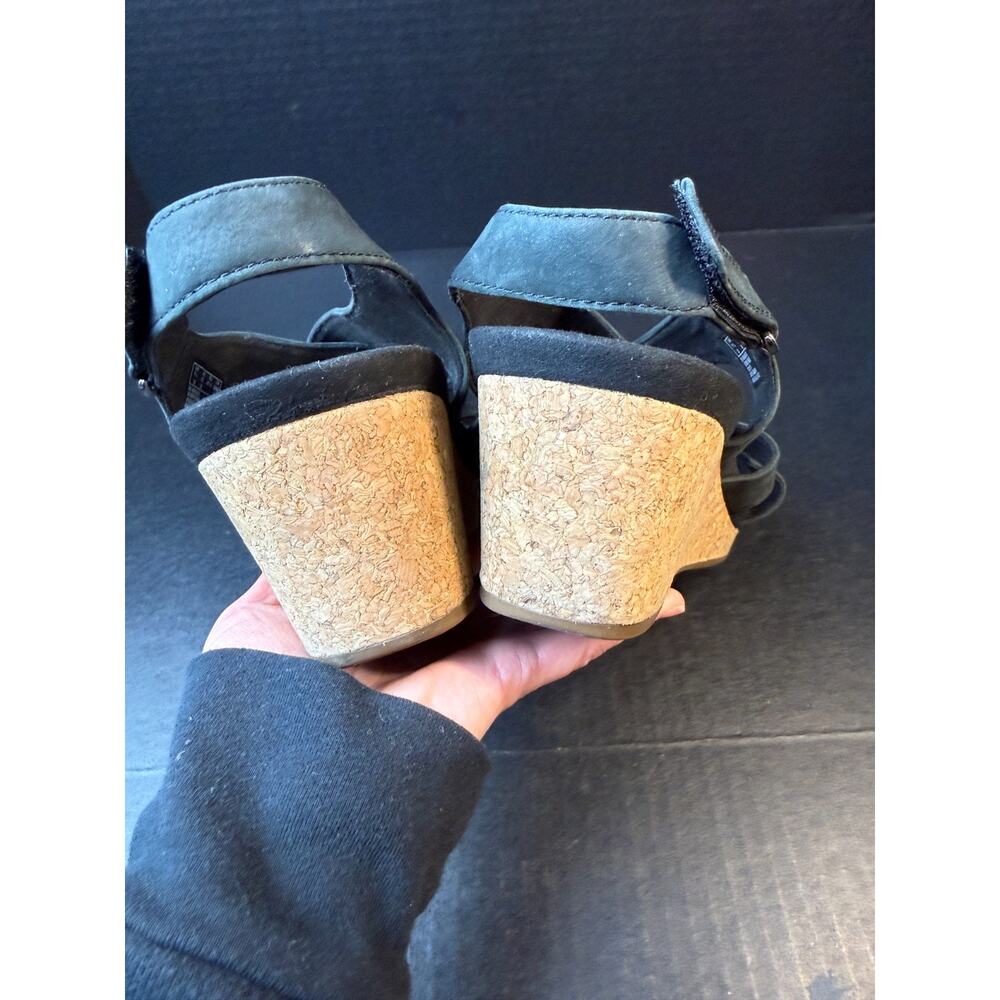 Clarks Unstructured Womens Size 10 M Capri Step Black Nubuck Strap Wedges - Picture 9 of 10